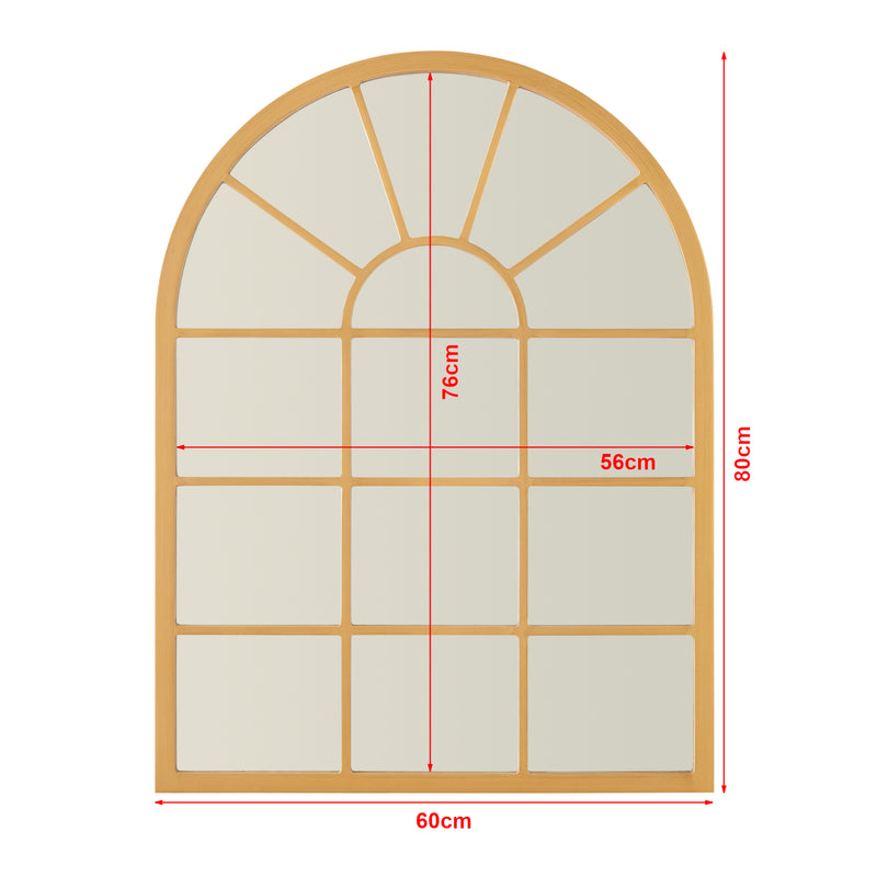 Croquis coté Miroir mural Villalago forme fenêtre arrondie 80 x 60 cm [en.casa]