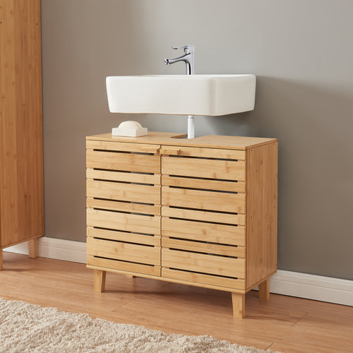 Meuble sous-lavabo Epind 60x66x30 cm Bambou Naturel [en.casa]