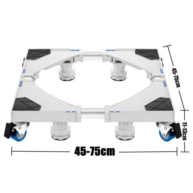 Croquis coté Base à double roues Kella pour lave-linge et réfrigérateur ajustable en taille [en.casa]