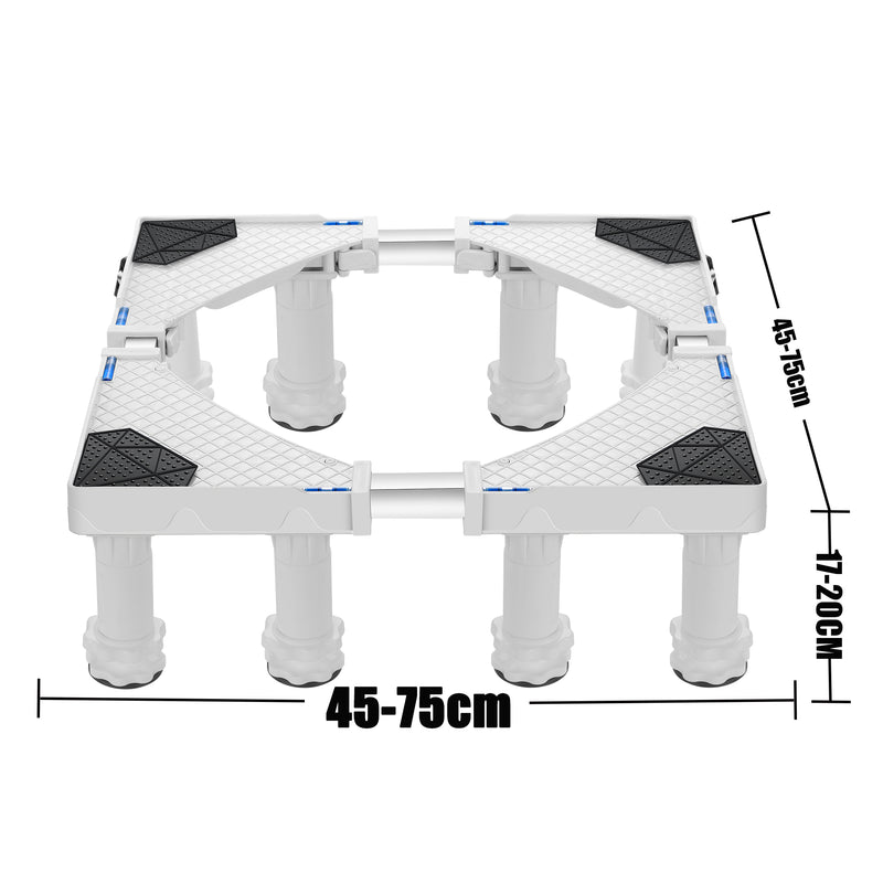 Croquis coté Base Ajustable Kirburg Support à 8 Pieds Pour Soulever Lave-linge Et Réfrigérateur [en.casa]