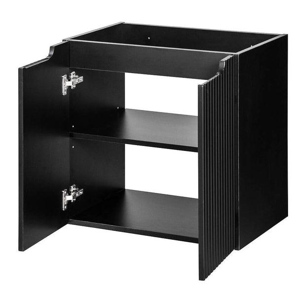Meuble sous-vasque noir rainuré NEWPORT avec lavabo [en.casa] 