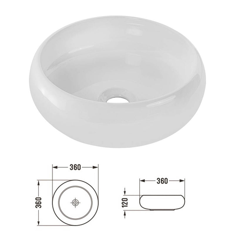 Croquis coté Meuble sous-lavabo avec vasque rond Newport [en.casa]