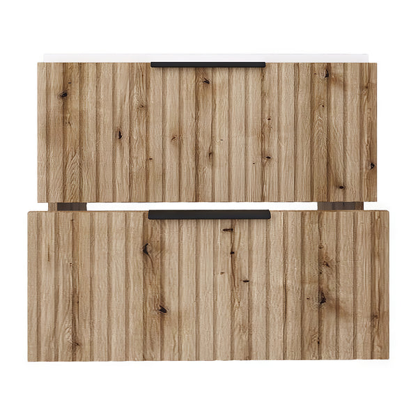 Meuble sous-lavabo avec vasque Veppenssan effet chêne [en.casa] 