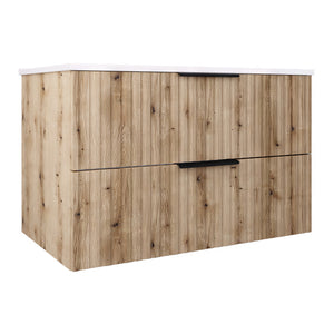 Meuble sous-lavabo avec vasque Veppenssan effet chêne [en.casa] 