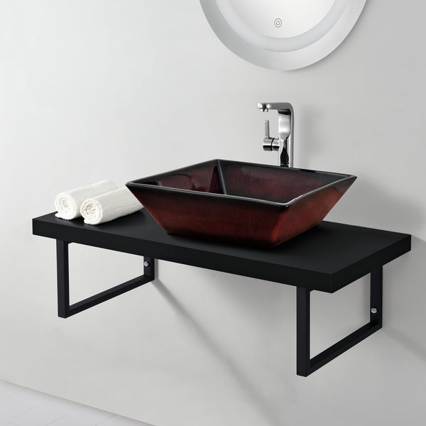 Plan de Toilette pour Salle de Bains avec Support en Métal 100 x 45 x 30 cm [neu.haus]