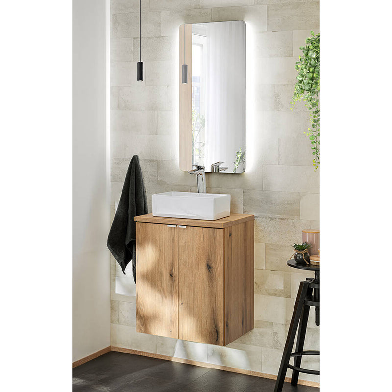 Croquis coté Plan de toilette effet chêne [en.casa]