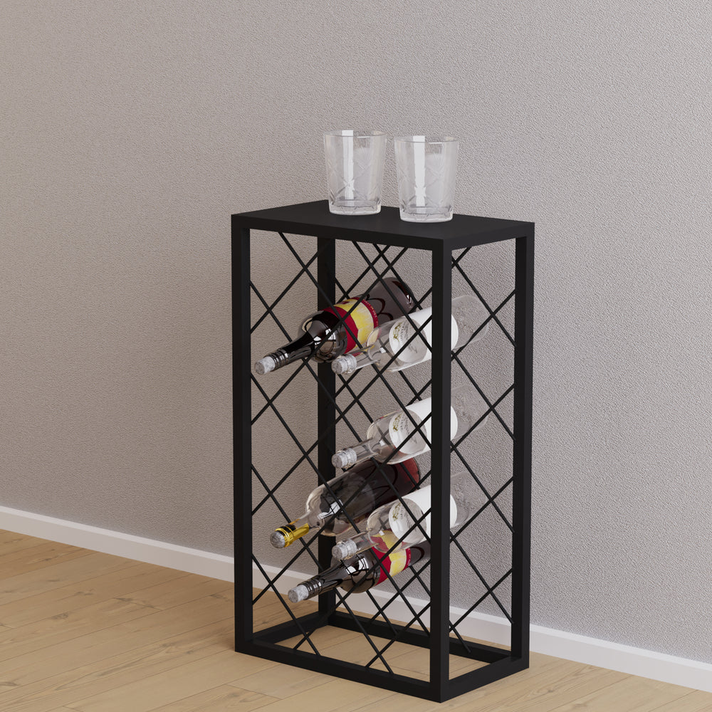 Casier à vin Amasia en métal 74x45x22 cm noir [en.casa] - premiumXL