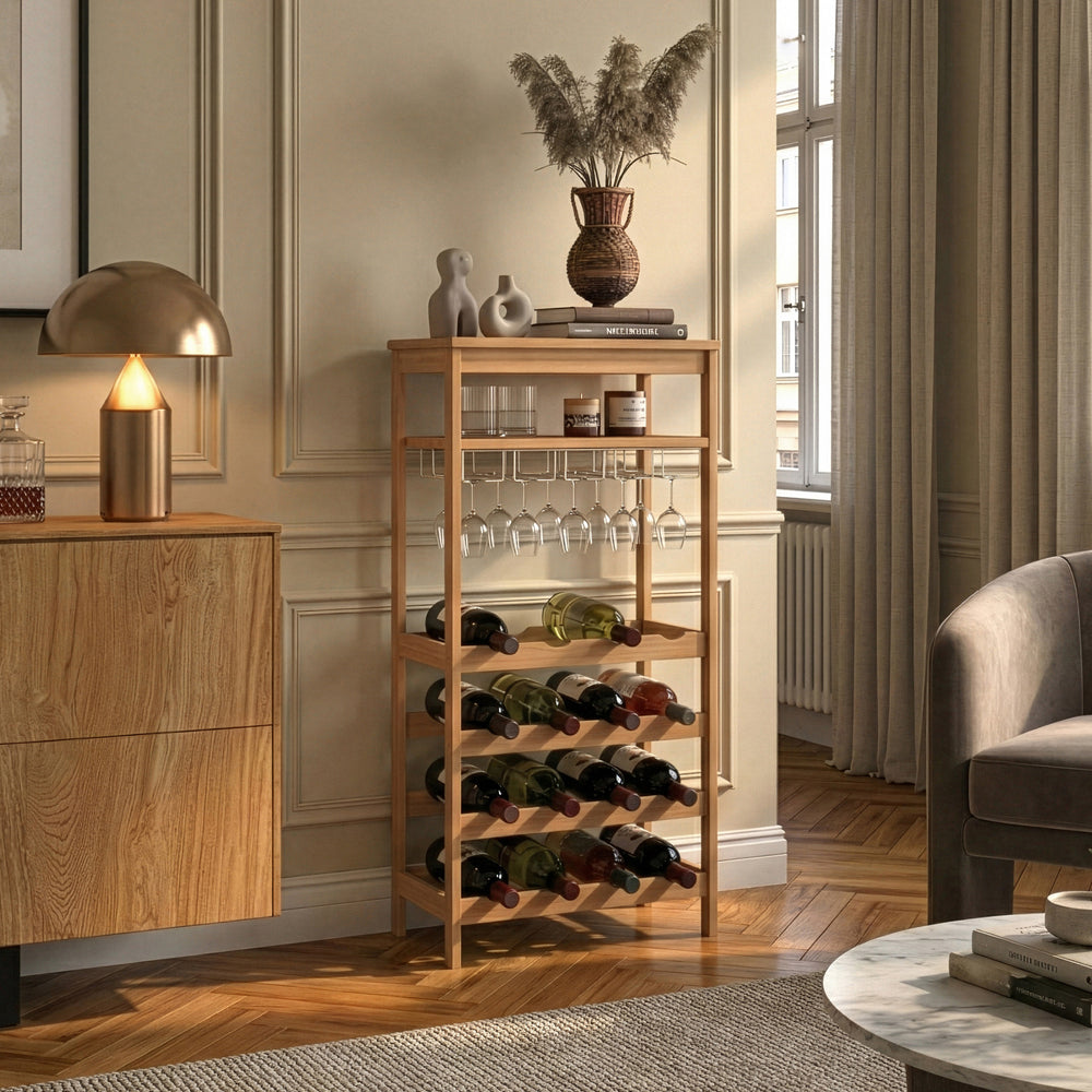 Casier à vin Fillby 100 x 47 x 29 cm bambou naturel [en.casa]
