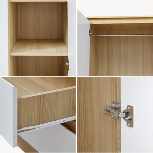 Armoire de chambre Bastheim MDF effet chêne blanc [en.casa]