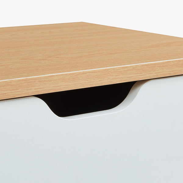 Table de nuit Bordkak effet chêne / blanc [en.casa]