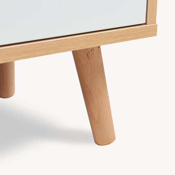 Table de nuit Bordkak effet chêne / blanc [en.casa]