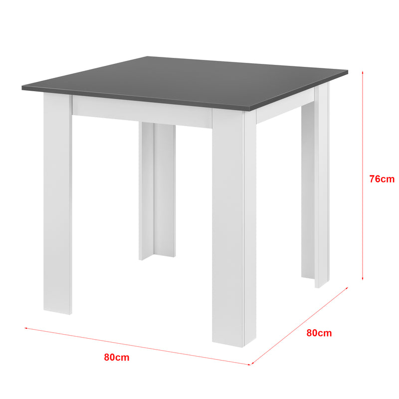 Croquis coté Table Carrée Algermissen pour 4 Personnes 80 x 80 x 76 cm [en.casa]