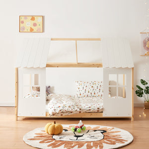 Lit bébé semi-ouvert Tostedt avec matelas [en.casa]