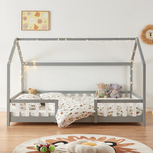Lit cabane Sisimiut avec matelas [en.casa] [neu.haus]