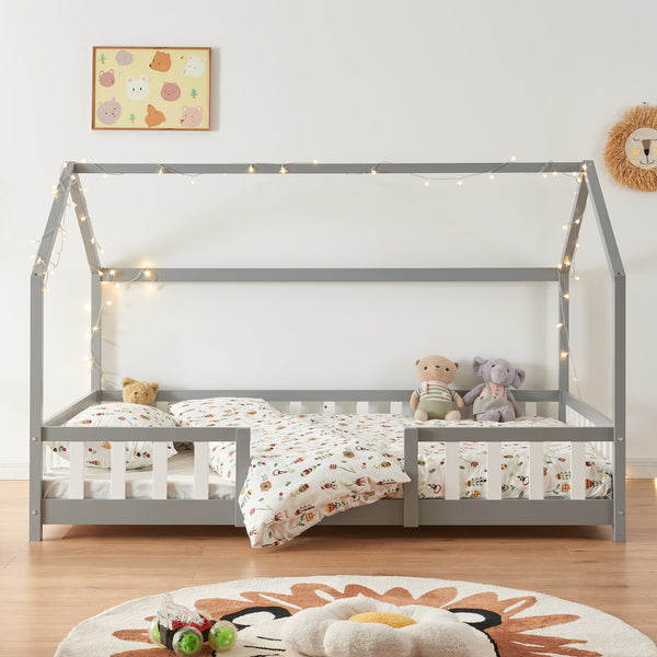 Lit cabane Sisimiut avec matelas [en.casa] [neu.haus]