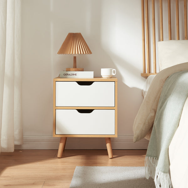 Table de nuit Bordkak effet chêne / blanc [en.casa]