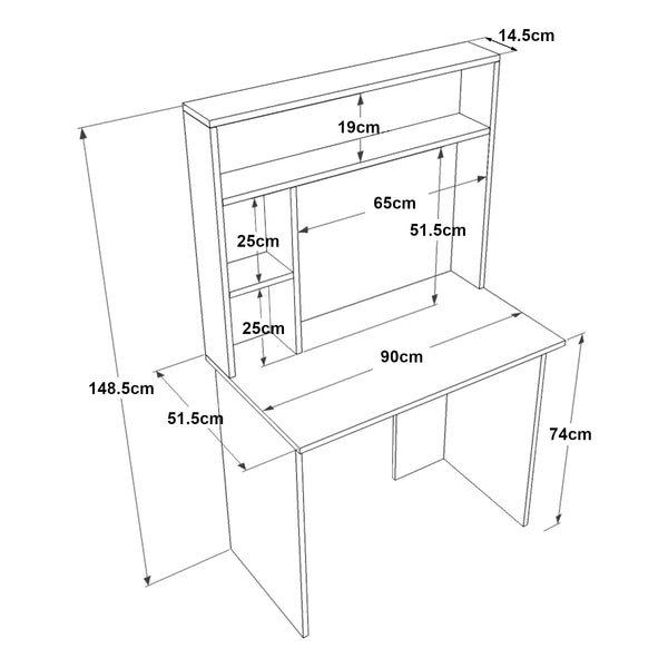 Bureau Tópisa avec étagère 149x90x52 cm [en.casa]
