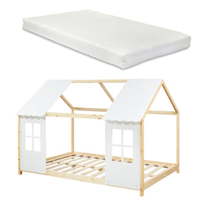 Lit bébé semi-ouvert Tostedt avec matelas [en.casa]