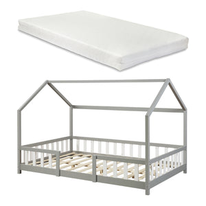 Lit cabane Sisimiut avec matelas [en.casa] [neu.haus]