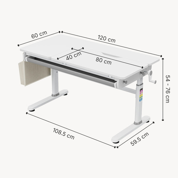 Bureau enfant réglable en hauteur Kuosa 120 x 60 cm [en.casa]