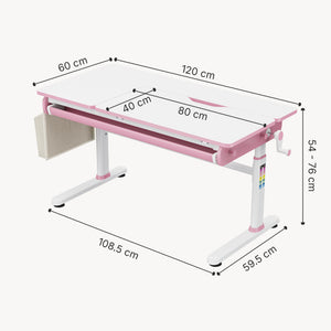 Bureau enfant réglable en hauteur Kuosa 120 x 60 cm [en.casa]