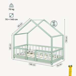 Lit d'enfant en forme de maison Treviolo bois de pin [en.casa]