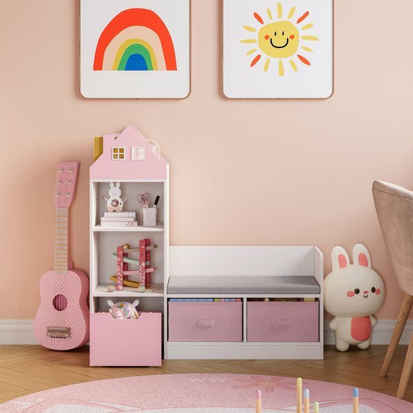 Banc pour enfant avec étagère Vipsali 100 x 99 x 30 cm [en.casa] 