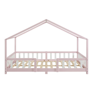 Lit d'Enfant Forme Maison avec Grille de Protection Treviolo [en.casa]
