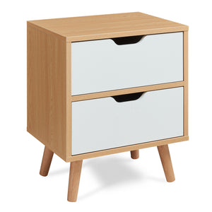 Table de nuit Bordkak effet chêne / blanc [en.casa]