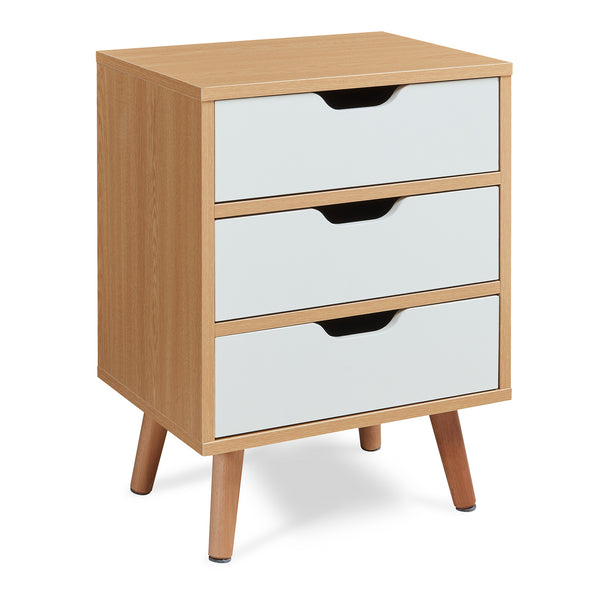 Table de nuit Bordkak effet chêne / blanc [en.casa]