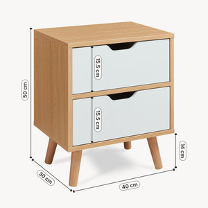 Table de nuit Bordkak effet chêne / blanc [en.casa]