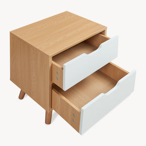 Table de nuit Bordkak effet chêne / blanc [en.casa]