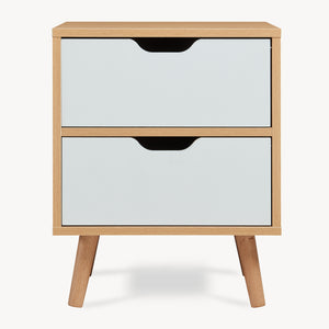 Table de nuit Bordkak effet chêne / blanc [en.casa]