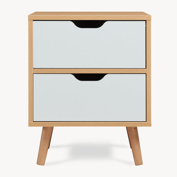 Table de nuit Bordkak effet chêne / blanc [en.casa]