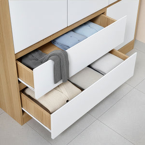 Armoire de chambre Bastheim MDF effet chêne blanc [en.casa]