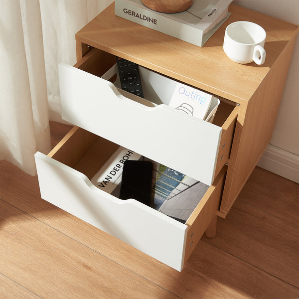 Table de nuit Bordkak effet chêne / blanc [en.casa]