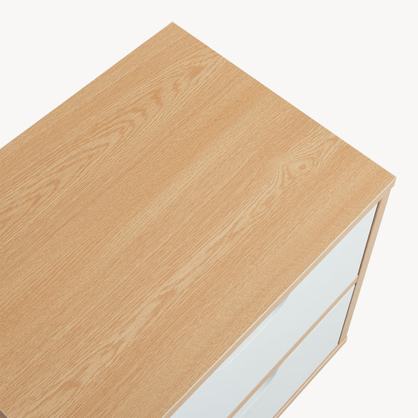 Table de nuit Bordkak effet chêne / blanc [en.casa]