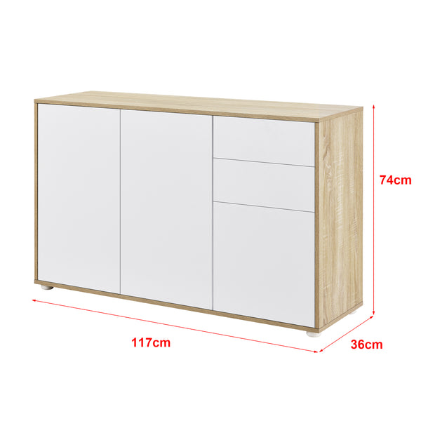 Commode Paarl 74 x 117 x 36 cm avec 3 portes [en.casa] 