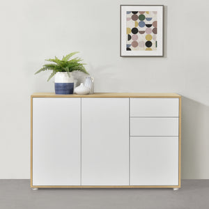Commode Paarl 74 x 117 x 36 cm avec 3 portes [en.casa] 