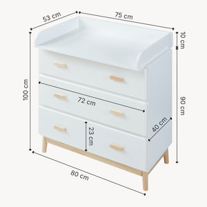 Commode à langer Sarievn 100 x 80 x 53 cm [en.casa]