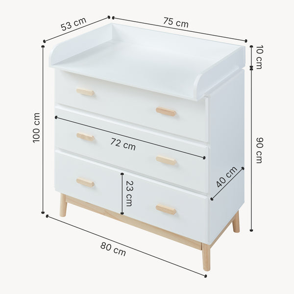 Commode à langer Sarievn 100 x 80 x 53 cm [en.casa]