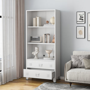 Bibliothèque haute Hammarland avec 2 tiroirs acier 180 x 80 x 40 cm [en.casa]