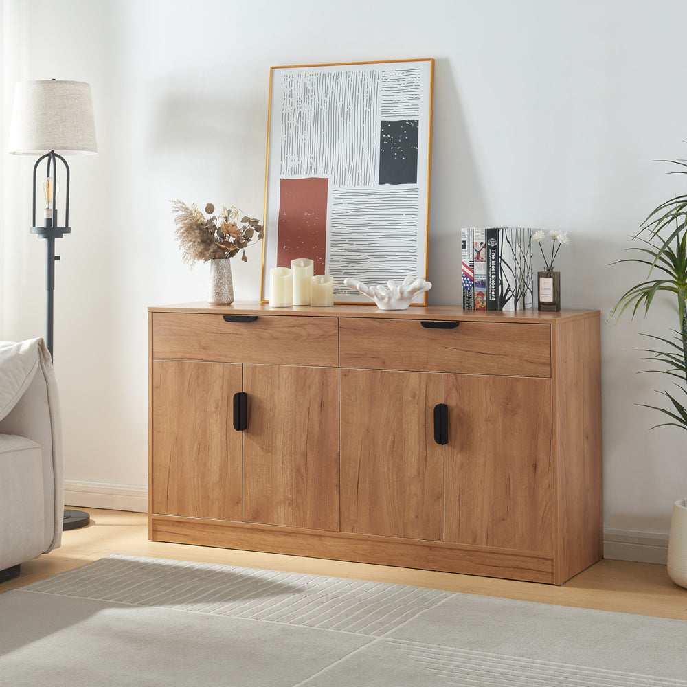 Sideboard Varkaus 75x140x40cm MDF Eichenoptik [en.casa] - premiumXL