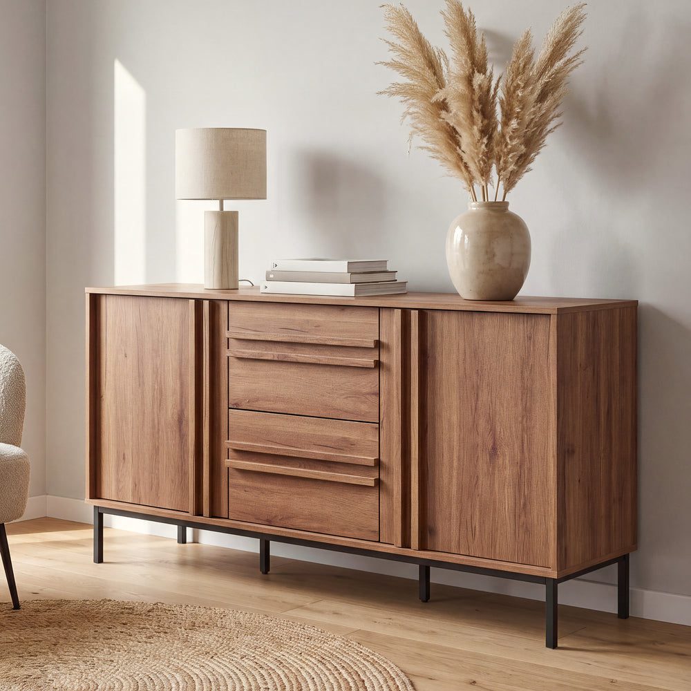 Buffet Kilmandar 150 x 40 x 79 cm effet noyer [en.casa]