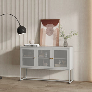 Sideboard Sund mit 3 Türen Stahl Grau [en.casa] - premiumXL
