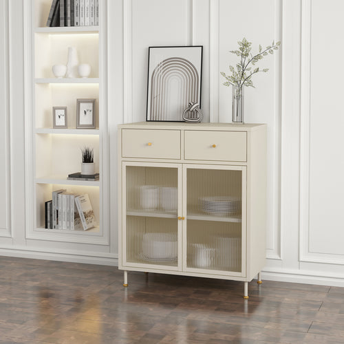 Buffet Lindau acier 97x80x40 cm crème [en.casa] - premiumXL