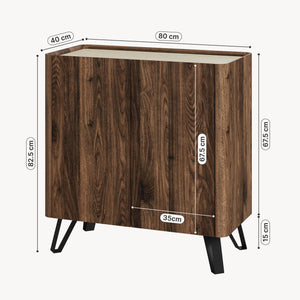Commode Trorlon 83 x 80 x 40 cm effet noyer / travertin [en.casa]