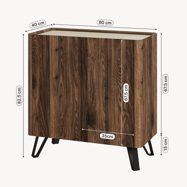 Commode Trorlon 83 x 80 x 40 cm effet noyer / travertin [en.casa]