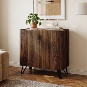 Commode Trorlon 83 x 80 x 40 cm effet noyer / travertin [en.casa]