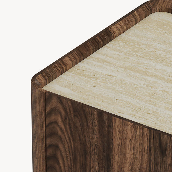 Commode Trorlon 83 x 80 x 40 cm effet noyer / travertin [en.casa]
